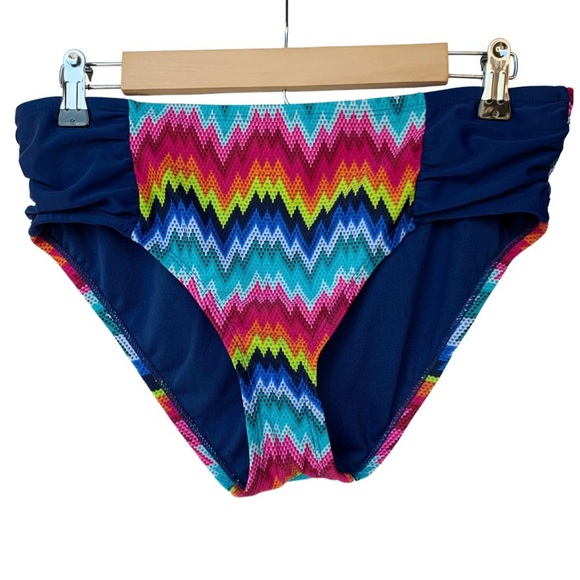 Skechers Other - Skechers Women’s Flamin Hot Hipster Bikini Bottom Swimwear Blue Zigzag Medium